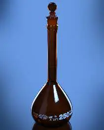 Glassco Flask, Volumetric, Amber Wide Mouth, Class A with Penny Head glass & PE Stopper, Calibrated at 27°C