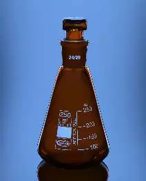 Glassco Flask, Conical (Erlenmeyer), Amber with narrow mouth