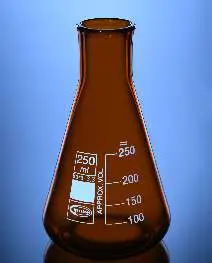 Glassco Flask, Conical (Erlenmeyer), Graduated, Amber with Narrow Mouth With ISI Mark