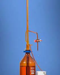 Glassco Burette, Automatic Zero, Amber with PTFE stopcock