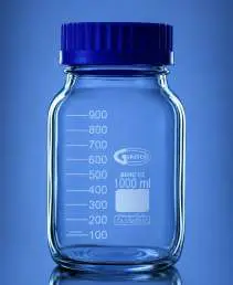 Glassco Bottle, Reagent Wide Mouth, Clear with PP Screw Cap (GL-80) and PP Pouring ring, With Graduation